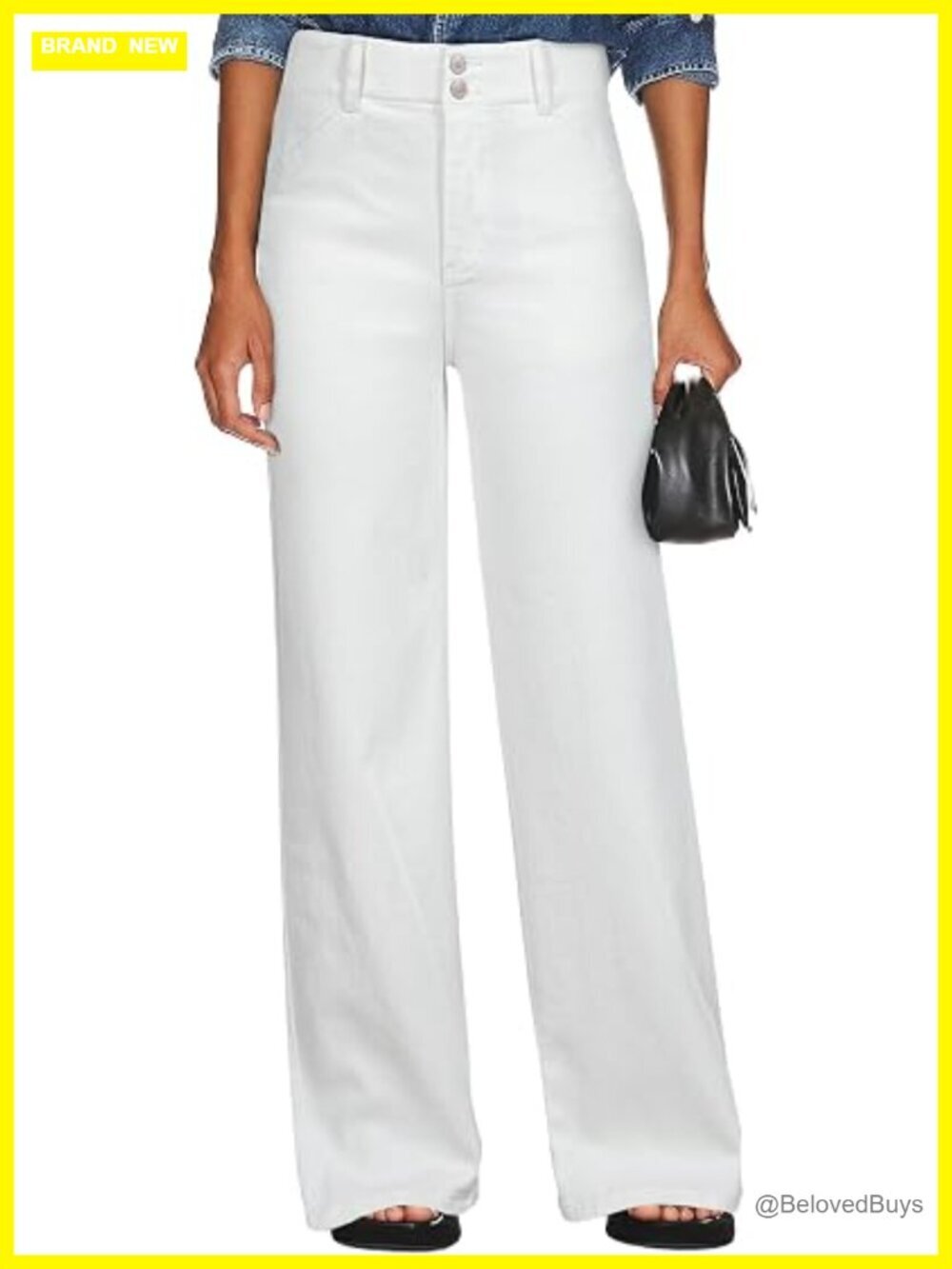 High Waisted Wide Leg Jeans Stretchy Tummy Control Straight Leg Denim Pants